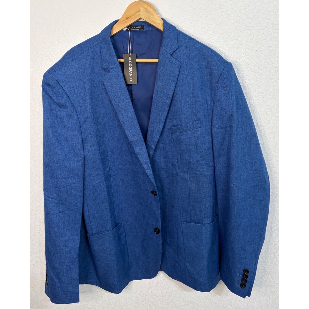 COOFANDY Mens Blue Lightweight Two Button Sport Coat Blazer XXL New